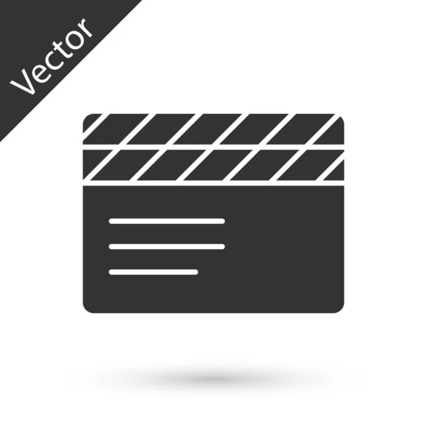 Gris Película Clapper Icono Aislado Sobre Fondo Blanco Tablero Aplausos — Vector de stock