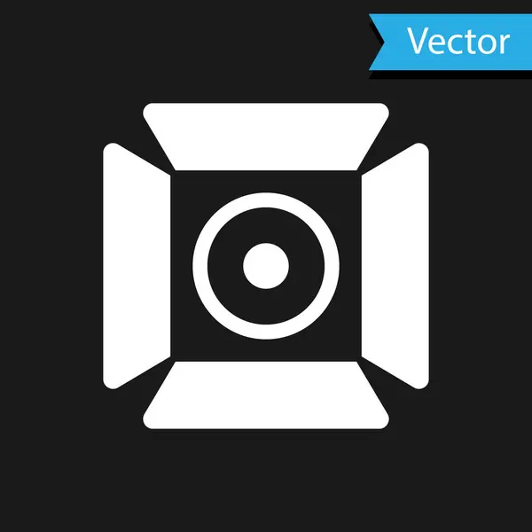 Белый Значок Прожектора Movie Выделен Черном Фоне Световое Воздействие Сцена — стоковый вектор