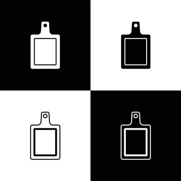 Set Cutting Board Icon Isolated Black White Background Chopping Board — Stock Vector