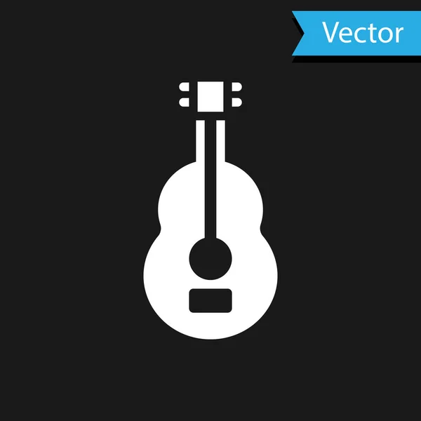 Icono Guitarra Blanca Española Aislado Sobre Fondo Negro Guitarra Acústica — Vector de stock