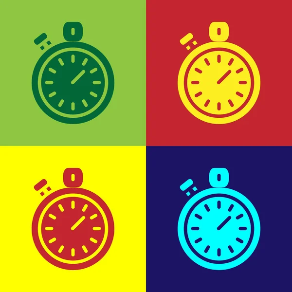 Pop Art Stopwatch Ikona Izolované Barevném Pozadí Časový Spínač Chronometr — Stockový vektor
