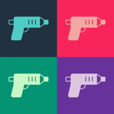 Pop Art Elektrik Kablosuz Tornavida simgesi renk arkaplanında izole edildi. Elektrikli matkap. Tamir aleti. Vektör