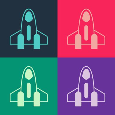 Pop Art Roket gemisi simgesi renk arkaplanında izole edildi. Uzay yolculuğu. Vektör