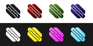 Hotdog sandviç simgesini siyah beyaz arkaplanda izole et. Sosis ikonu. Fast food burcu. Vektör