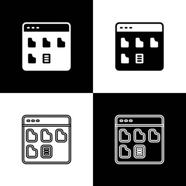 Tarayıcı dosya simgesini siyah ve beyaz arkaplanda izole et. Vektör