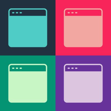 Pop Art Tarayıcı pencere simgesi renk arkaplanında izole edildi. Vektör