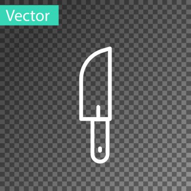 Beyaz çizgi bıçak simgesi şeffaf arkaplanda izole edildi. Çatal bıçak sembolü. Vektör.