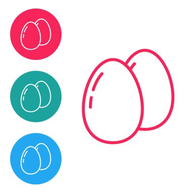 Kırmızı çizgi Tavuk Yumurtası simgesi beyaz arkaplanda izole edildi. Simgeleri daire düğmelerine ayır. Vektör.