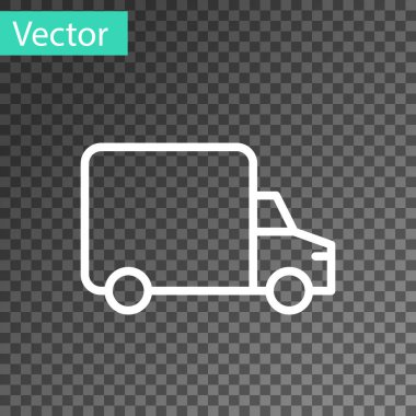 Siyah kargo kamyonu ikonu, şeffaf arkaplanda izole edildi. Vektör.