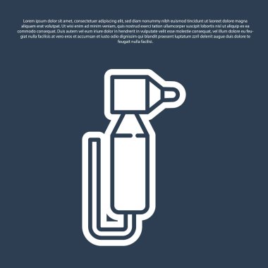 Mavi çizgi diş matkabı ikonu mavi arkaplanda izole edildi. Delme ve öğütme aletleri için el işi. Vektör.