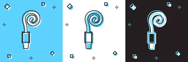 Set Icône Corne Fête Anniversaire Isolé Sur Fond Bleu Blanc — Image vectorielle