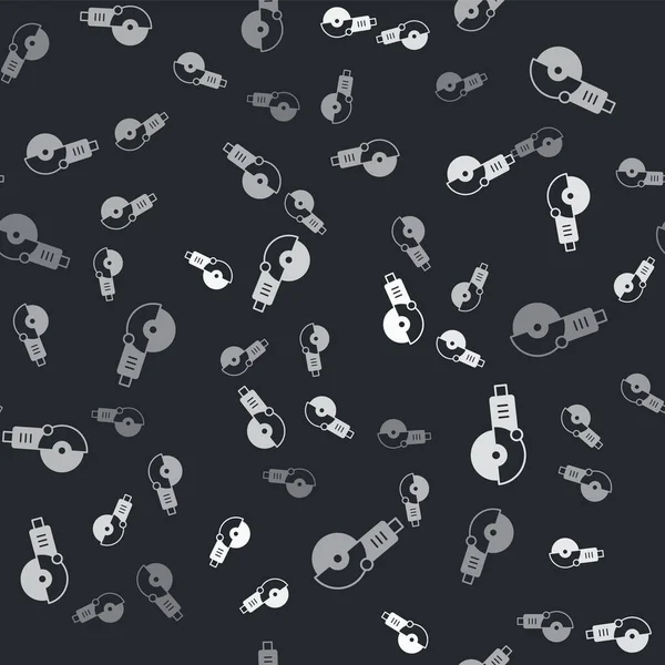 Значок Серого Угла Шлифовального Станка Изолирован Бесшовным Рисунком Черном Фоне — стоковый вектор