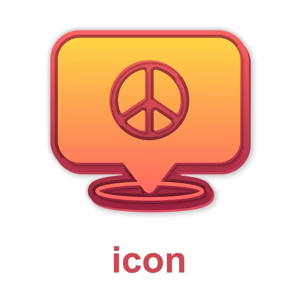 Gold Location Peace Icon Isolated White Background Hippie Symbol Peace — Stock Vector