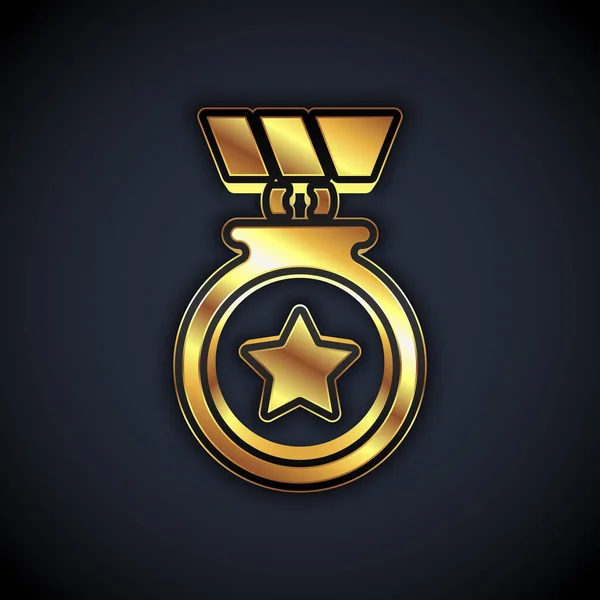 Médaille Avec Icône Étoile Isolée Sur Fond Noir Signe Réussite — Image vectorielle