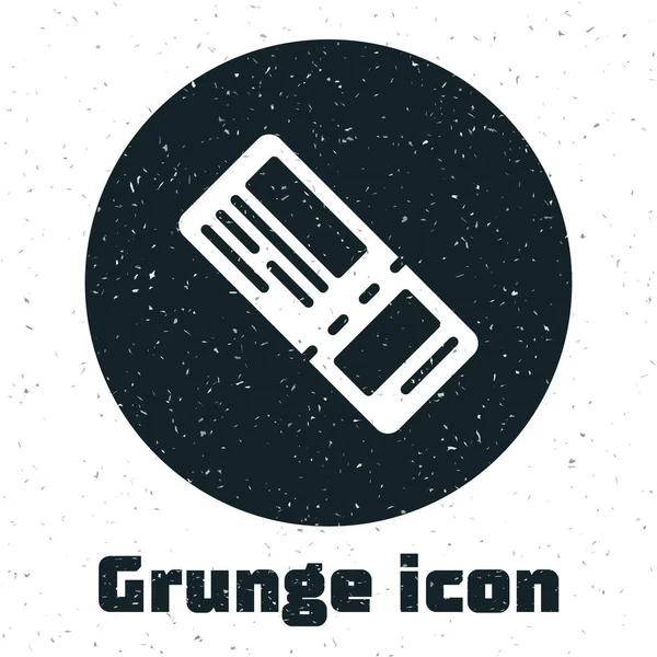 Grunge Airline Ticket Icono Aislado Sobre Fondo Blanco Billete Avión — Vector de stock