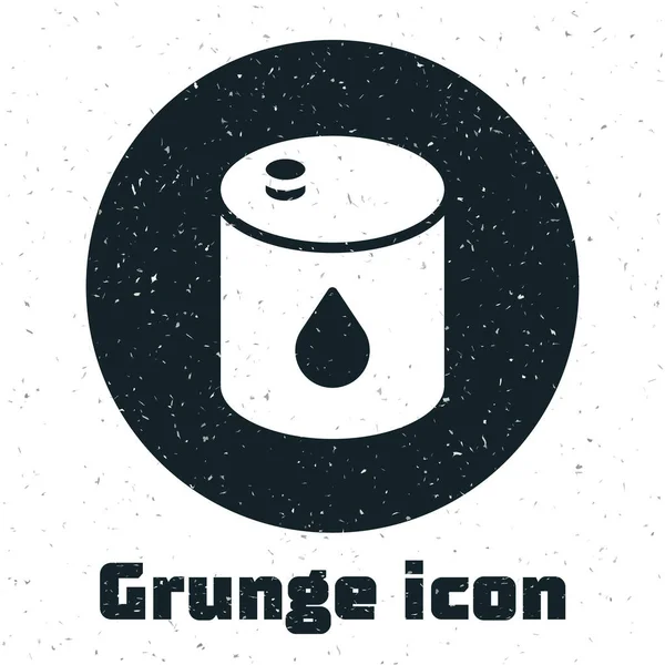 Icône Grunge Barrel Oil Isolée Sur Fond Blanc Dessin Vintage — Image vectorielle