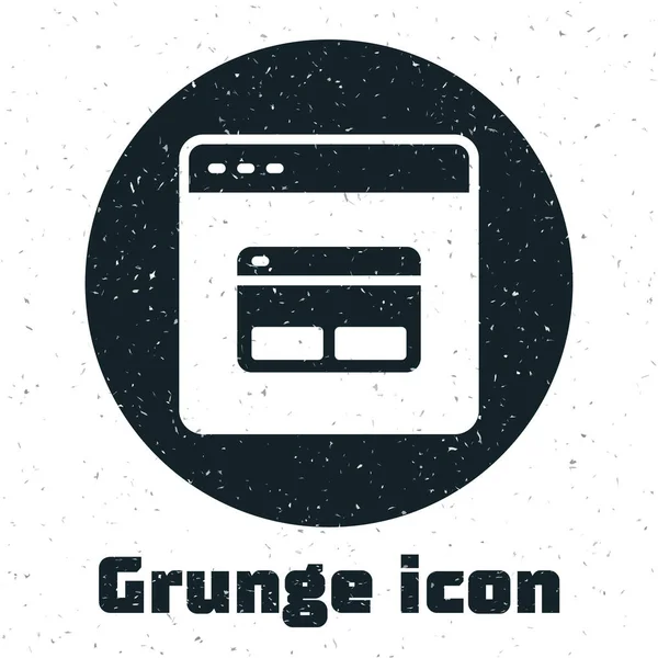 Grunge Ícone Motor Busca Isolado Fundo Branco Desenho Vintage Monocromático — Vetor de Stock