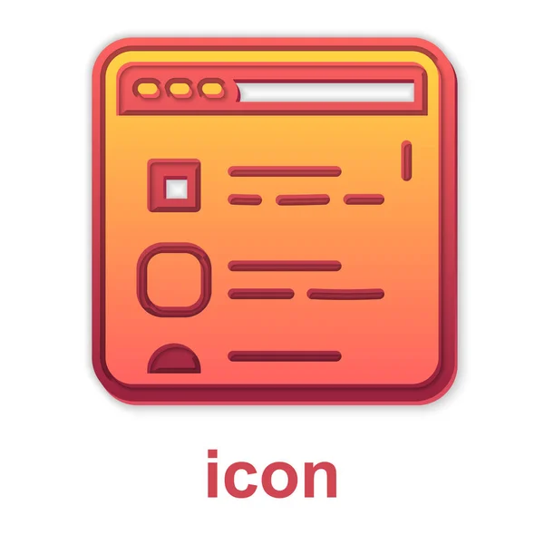 Gold Browser Archivos Icono Aislado Sobre Fondo Blanco Vector — Vector de stock