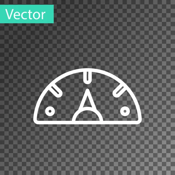 Ligne Blanche Icône Compteur Vitesse Isolé Sur Fond Transparent Vecteur — Image vectorielle