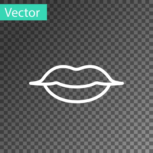 Vit Linje Leende Läppar Ikon Isolerad Transparent Bakgrund Symbol Vektor — Stock vektor