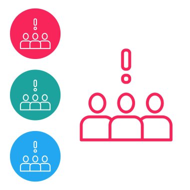 Kırmızı çizgi protesto simgesi beyaz arkaplanda izole edildi. Bir gösteri. Simgeleri daire düğmelerine ayır. Vektör.