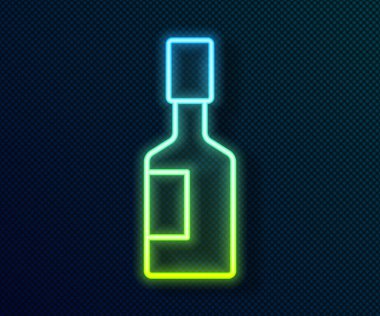 Parlayan neon hattı Tabasco sosu simgesi siyah arkaplanda izole edildi. Kırmızı biberli baharatlı biber sosu. Vektör