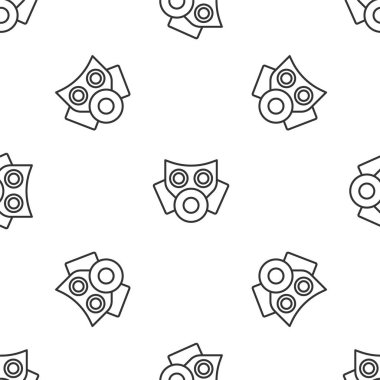 Gri çizgi gaz maskesi ikonu beyaz arka planda kusursuz desen izole etti. Solunum cihazı işareti. Vektör