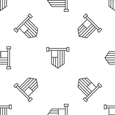 Gri çizgi Amerikan bayrak ikonu beyaz arka planda izole edilmiş kusursuz desen. ABD bayrağı. Amerika Birleşik Devletleri. Vektör