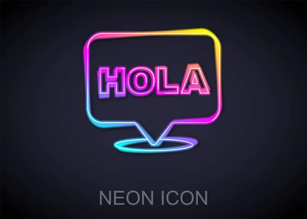 Glowing Neon Line Hola Icon Isolated Black Background Vector — Stock Vector