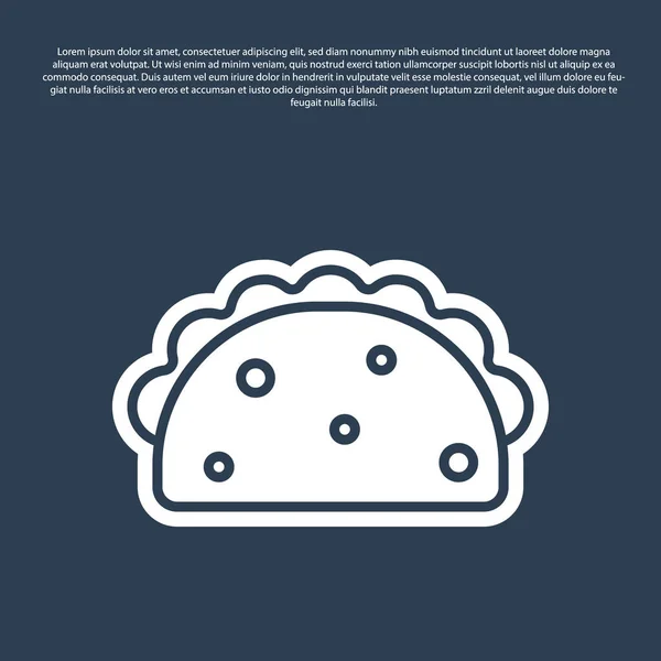 Modrá Čára Taco Ikonou Tortilla Izolované Modrém Pozadí Tradiční Mexické — Stockový vektor