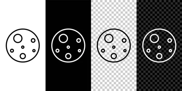 Set Line Planet Mars Icon Isolated Black White Transparent Background — Stock Vector
