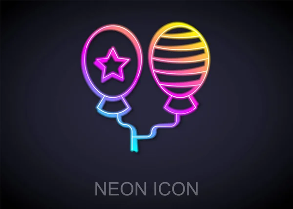 Palloncini Luminosi Della Linea Neon Con Icona Nastro Isolata Sfondo — Vettoriale Stock