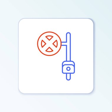 Kamera simgesi beyaz arkaplanda izole edilmiş çizgi dur işareti. Trafik yönetmeliklerine göre dur işareti. Renkli taslak konsepti. Vektör