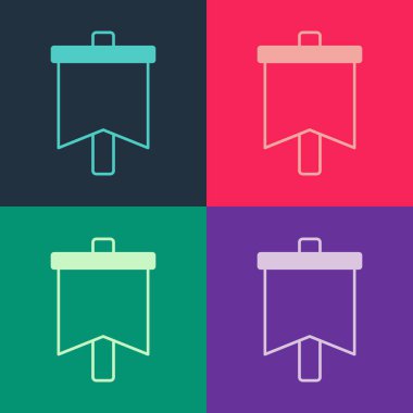 Pop Art Flag simgesi renk arkaplanında izole edildi. Zafer, kazanmak ve zorluk konseptini fethetmek. Vektör