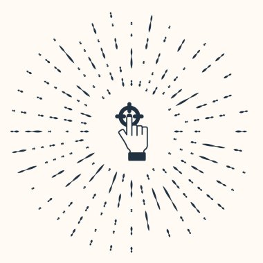 Gri Hedef finansal hedef kavramı simgesi bej arka planda izole edildi. Sembolik hedeflere ulaşım, başarı. Soyut çember rastgele noktalar. Vektör