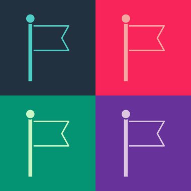 Pop Art Flag simgesi renk arkaplanında izole edildi. Zafer, kazanmak ve zorluk konseptini fethetmek. Vektör