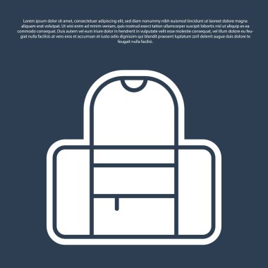 Mavi çizgi spor çantası simgesi mavi arkaplanda izole edildi. Vektör