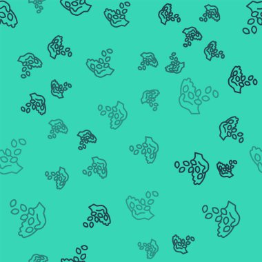 Özel bir bitki simgesinin siyah çizgisi tohumları yeşil arka planda izole edilmiş pürüzsüz desen. Vektör