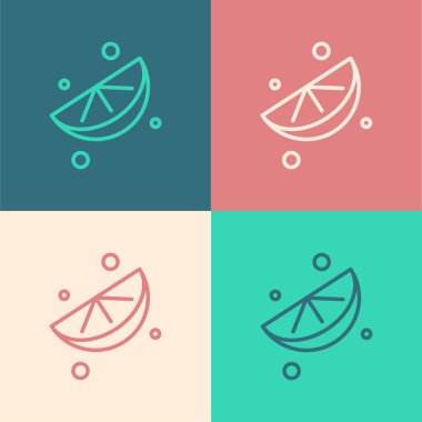 Pop sanat eseri dilimlenmiş kireç simgesi renk arkaplanda izole edilmiş. Vektör