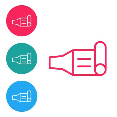 Kırmızı çizgi parti kornosu simgesi beyaz arka planda izole edildi. Simgeleri daire düğmelerine ayır. Vektör