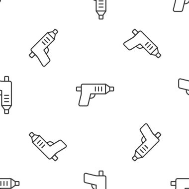 Gri çizgi elektrik kablosuz tornavida simgesi beyaz arka planda izole edilmiş pürüzsüz desen. Elektrikli matkap. Tamir aleti. Vektör