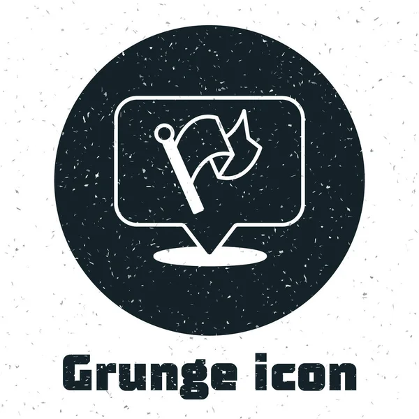 Icono Grunge Flag Aislado Sobre Fondo Blanco Victoria Ganar Conquistar — Vector de stock