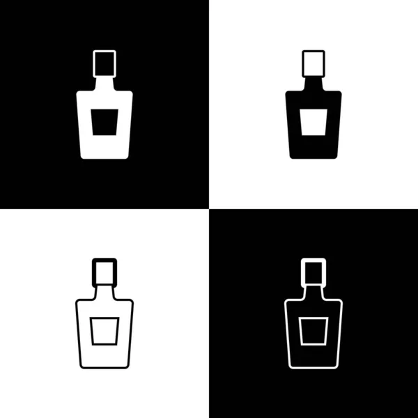 Set Tequila Bottle Icon Isolated Black White Background Mexican Alcohol — Stock Vector