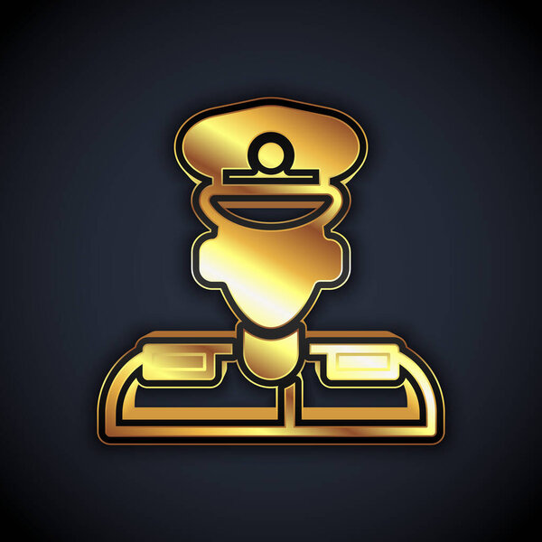 Gold Pilot icon isolated on black background.  Vector