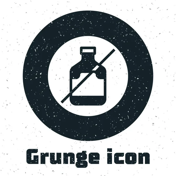 Grunge Aucune Icône Alcool Isolée Sur Fond Blanc Interdiction Des — Image vectorielle