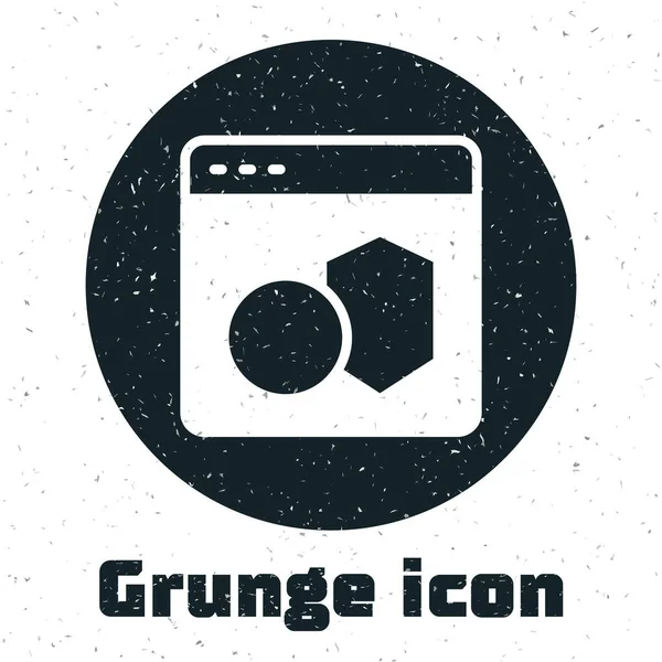 Grunge Programvara Webbutvecklare Programmering Kod Ikon Isolerad Vit Bakgrund Javascript — Stock vektor