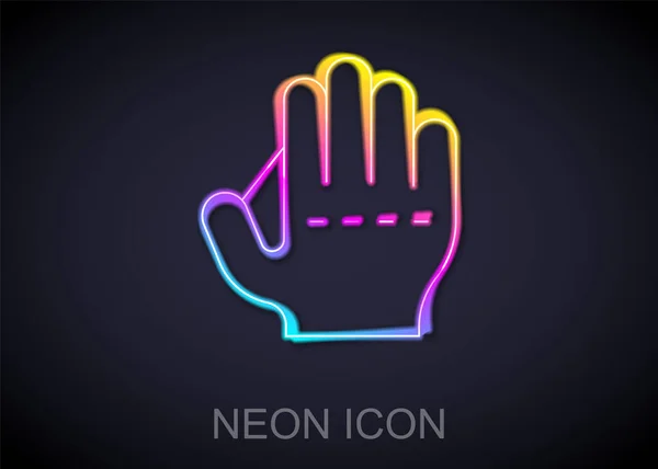 Zářící Neonová Čára Baseballová Rukavice Ikona Izolované Černém Pozadí Vektor — Stockový vektor