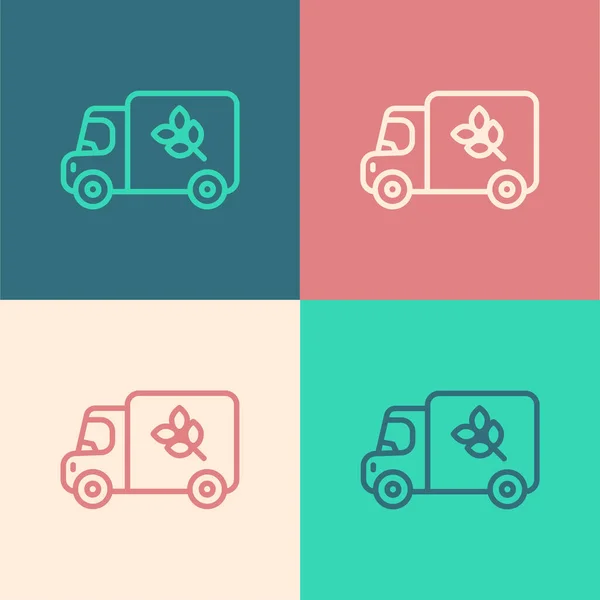 Pop Art Line Flour Truck Icon Isolated Color Background Vector — Stock Vector