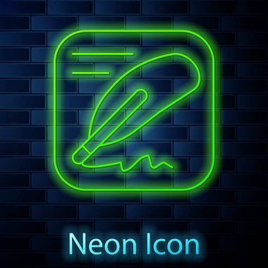 Parlayan neon hattı bağımsızlık ilanı tuğla duvar arka planında izole edilmiş. Vektör