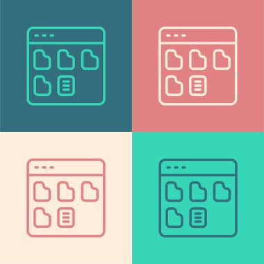 Pop Art Line Tarayıcı dosya simgesi renk arkaplanında izole edildi. Vektör